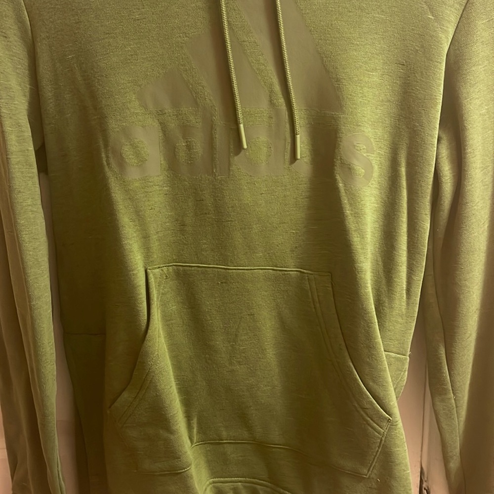 Adidas hoodie, army green barely used, smoke free, and pet free